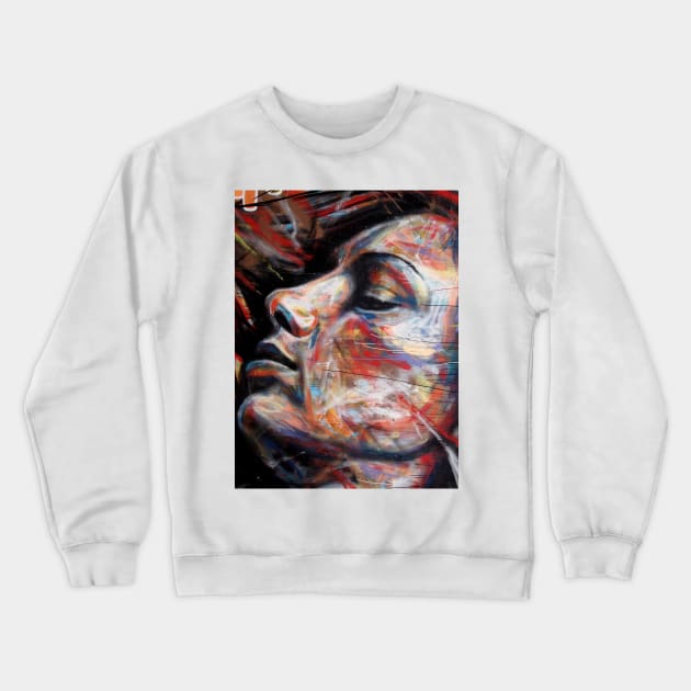 brick lane graffiti rainbow lady Crewneck Sweatshirt by andalaimaging